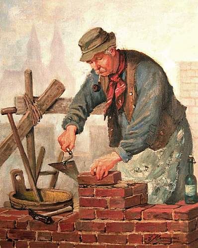 Kunstmaler Conrad Herrmann: Der Maurer (NEU)