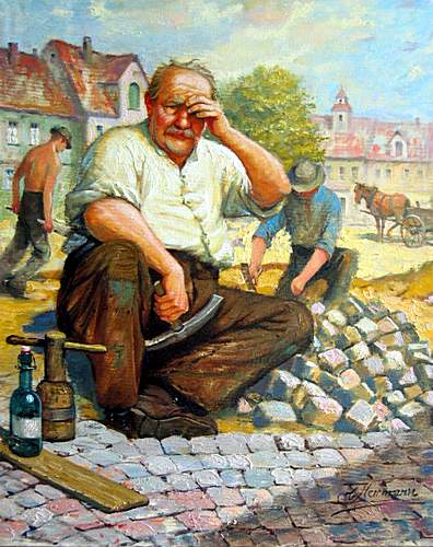 Kunstmaler Conrad Herrmann: Der Pflasterer
