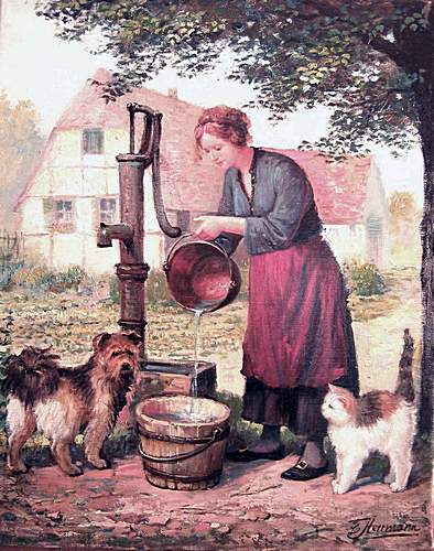 Kunstmaler Conrad Herrmann: An der Tr&auml;nke