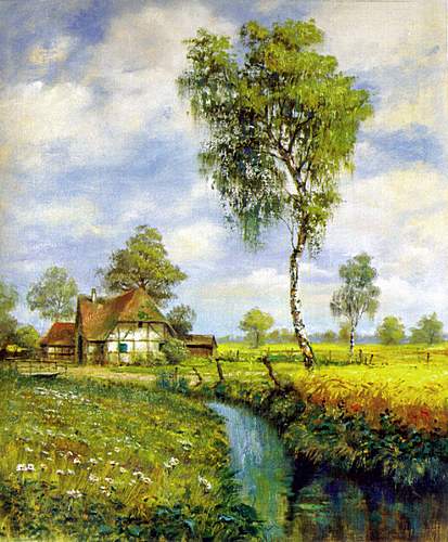 Kunstmaler Conrad Herrmann: Birke am Bach