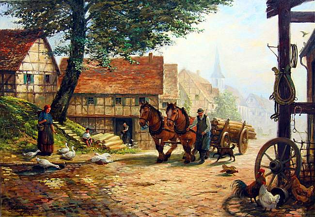 Kunstmaler Conrad Herrmann: Fr&auml;nkisches Dorf