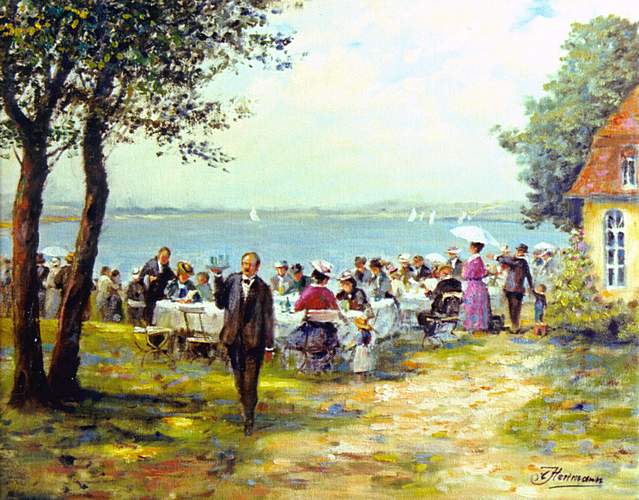 Kunstmaler Conrad Herrmann: Im Strandcaf&eacute;