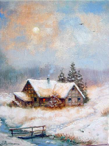 Kunstmaler Conrad Herrmann: Winterlandschaft (NEU)