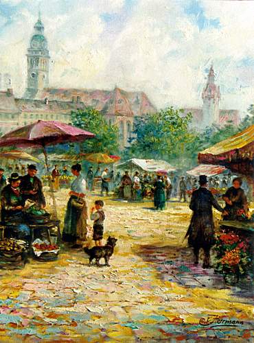 Kunstmaler Conrad Herrmann: Marktszene
